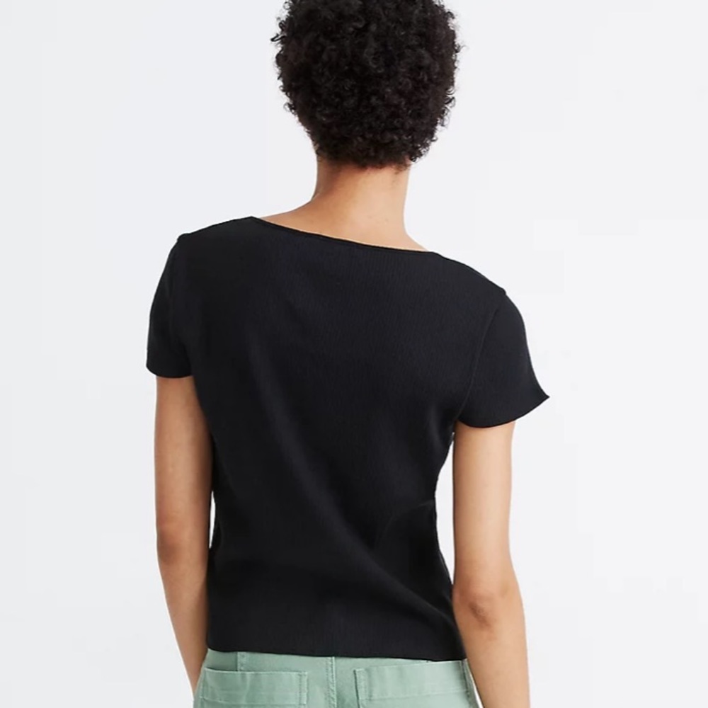 Madewell Ribbed Bow-Front Tee - Picture 4 of 5